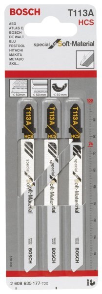 Bosch - Yalıtım Malzemeleri Ve Aşındırıcı Malzemeler İçin T 113 A Dekupaj Testeresi Bıçağı - 3'Lü Paket 2608635177