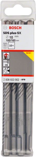 Bosch - SDS-Plus-5X Serisi Kırıcı Delici Matkap Ucu 10*160 mm 10'lu 2608833902