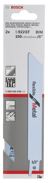 Bosch - Flexible Serisi Metal için Panter Testere Bıçağı S 922 EF - 2'li 2608656038