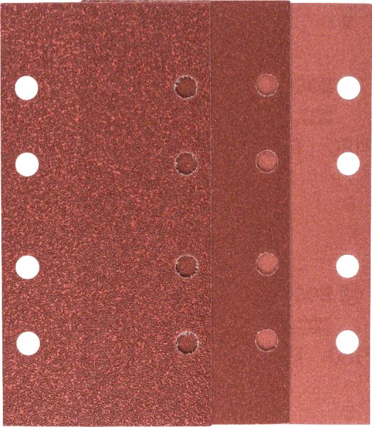 Bosch - Titreşimli Zımpara Kağıdı 10'lu Set, 93 x 185 mm 60 120 180 Kum 8 Delik 2609256A86