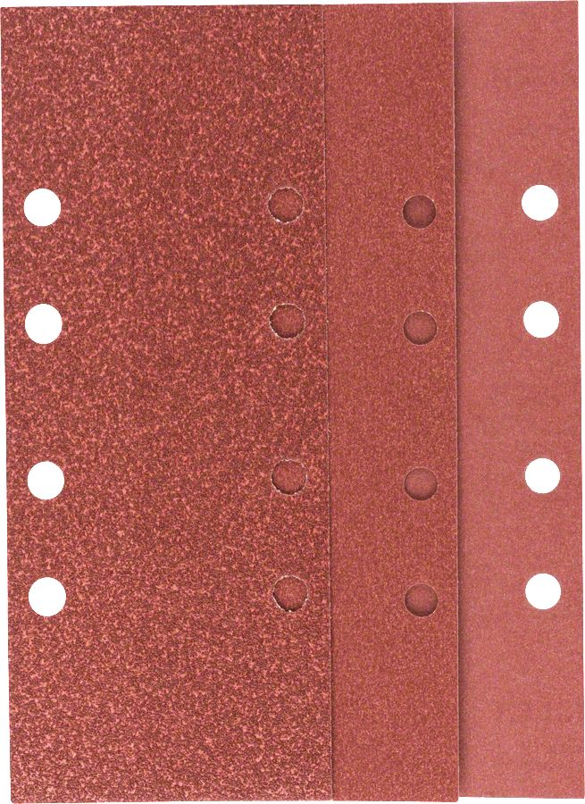 Bosch - Titreşimli Zımpara Kağıdı 10'lu Set, 93 x 230 mm 60 120 180 Kum 8 Delik 2609256B00