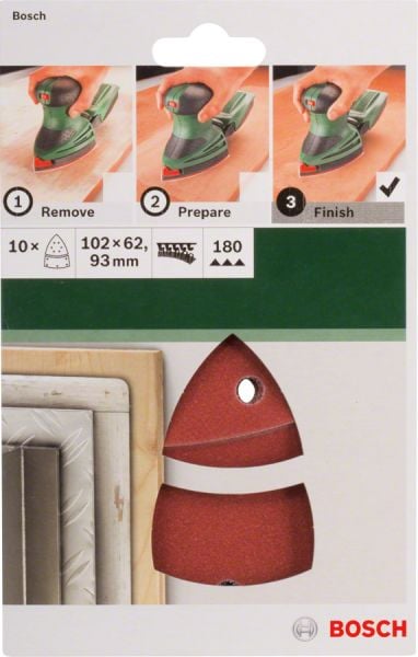 Bosch - Multi Zımpara Kağıdı 10'lu, 102 x 62 93 mm 180 Kum 11 Delik 2609256A65