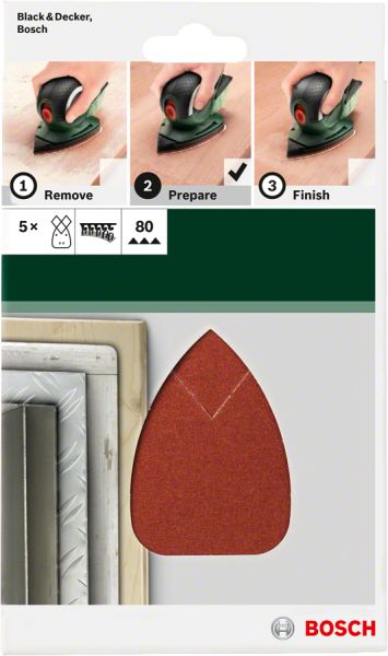 Bosch - Multi Zımpara Kağıdı 5'li, 95 x 135 mm 80 Kum 4 Delik 2609256A69