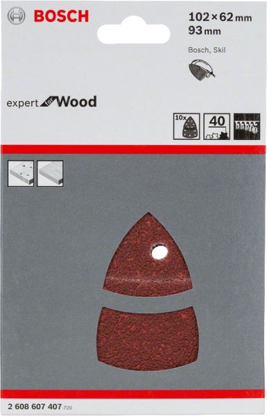 Bosch - Expert for Serisi Ahşap Zımpara 102x62 93x93 mm 40 kum 2608607407