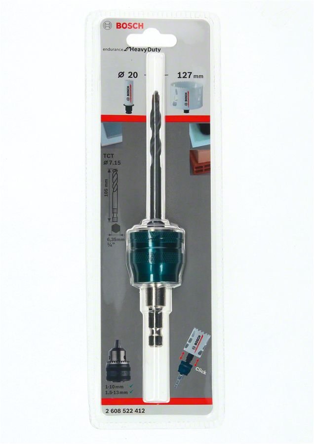 Bosch - Power Change Plus Adaptör, Endurance ve Speed Seri Delik Açma Testereleri için TCT 105 mm Merkezleme Ucu ve Ø 8.7 mm Şaft Girişli 2608522412