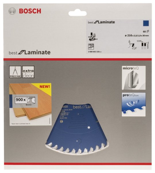 Bosch - Best Serisi Laminant için Daire Testere Bıçağı 216*30 mm 60 Diş 2608642133