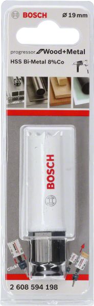 Bosch - Yeni Progressor Serisi Ahşap ve Metal için Delik Açma Testeresi (Panç) 19 mm 2608594198