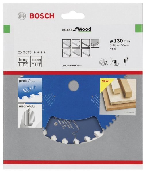 Bosch - Expert Serisi Ahşap için Daire Testere Bıçağı 130*20 mm 24 Diş 2608644006