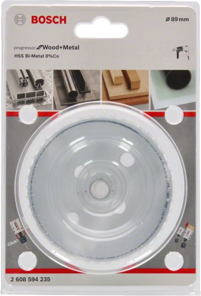 Bosch - Yeni Progressor Serisi Ahşap ve Metal için Delik Açma Testeresi (Panç) 89 mm 2608594235