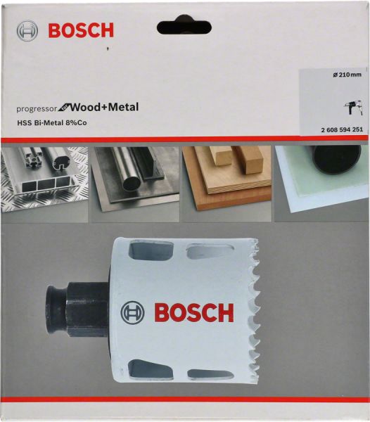 Bosch - Yeni Progressor Serisi Ahşap ve Metal için Delik Açma Testeresi (Panç) 210 mm 2608594251