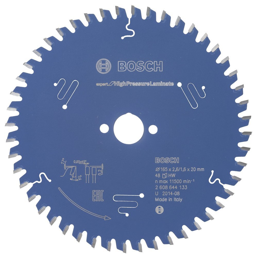 Bosch - Expert Serisi Yüksek Basınçlı Lamine Panel ve Trespa için Daire Testere Bıçağı 165*20 mm 48 Diş 2608644133