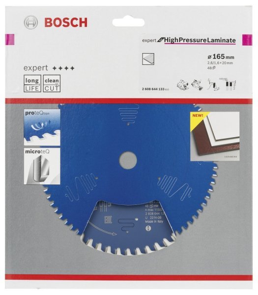 Bosch - Expert Serisi Yüksek Basınçlı Lamine Panel ve Trespa için Daire Testere Bıçağı 165*20 mm 48 Diş 2608644133