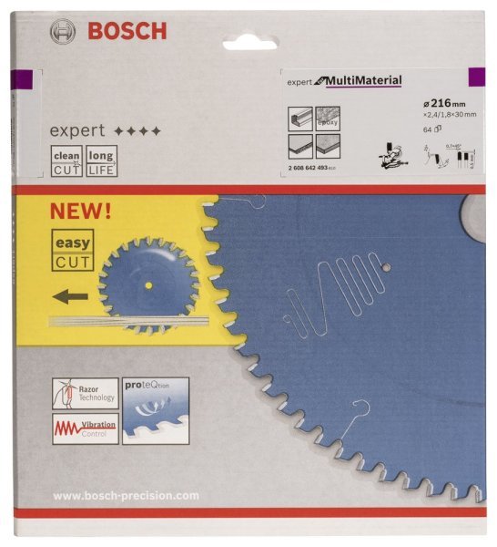 Bosch - Expert Serisi Çoklu Malzeme için Daire Testere Bıçağı 216*30 mm 64 Diş 2608642493