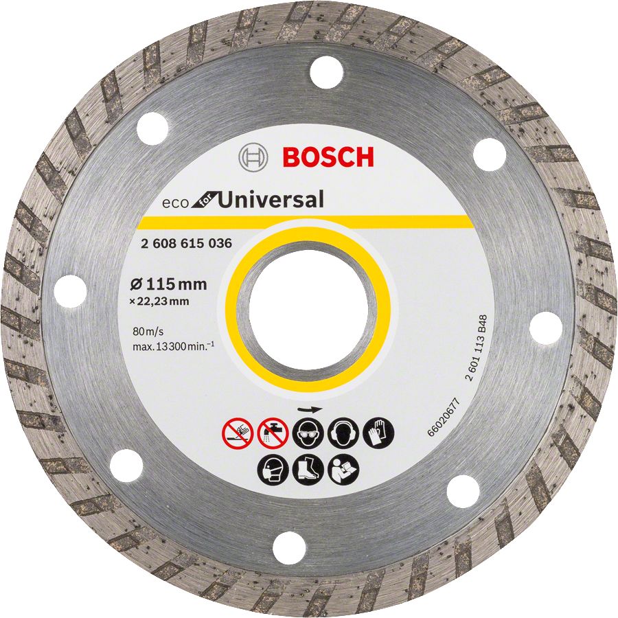 Bosch - Ekonomik Seri 9+1 Genel Yapı Malzemeleri İçin Elmas Kesme Diski 115 mm Turbo 2608615045
