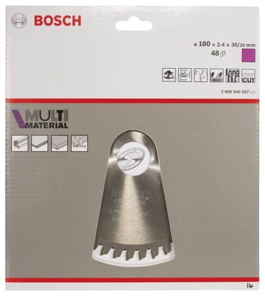 Bosch - Standard for Serisi Çoklu Malzeme için Daire Testere Bıçağı 180*30 20 mm 48 Diş 2608640507