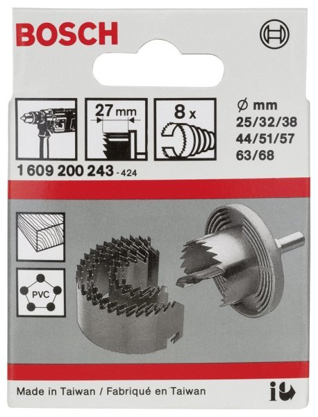 Bosch - Ahşap için 8 Parça Delik Açma Testeresi (Panç) Ø 25-32-38-44-51-57-63-68 mm 1609200243
