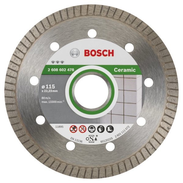 Bosch - Best Serisi Seramik İçin, Extra Temiz Kesim Turbo Segman  Elmas Kesme Diski 115 mm 2608602478