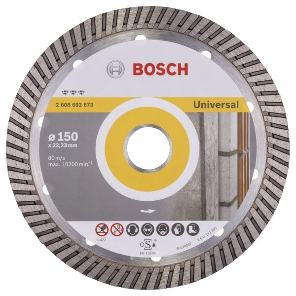 Bosch - Best Serisi Genel Yapı Malzemeleri İçin Turbo Segmanlı Elmas Kesme Diski 150 mm 2608602673