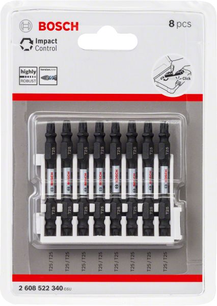 Bosch - Impact Control Serisi Çift Taraflı Vidalama Ucu 8'li T25 *65mm 2608522340