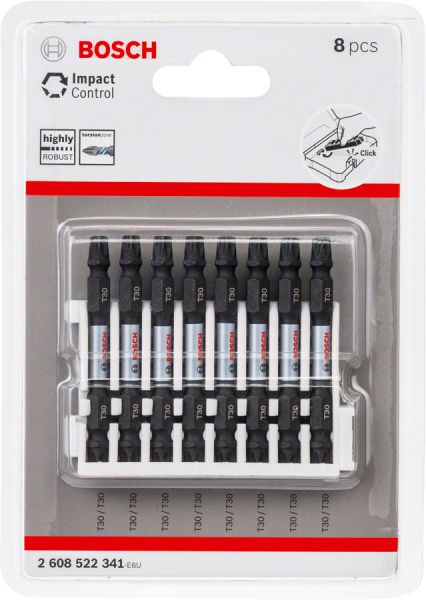 Bosch - Impact Control Serisi Çift Taraflı Vidalama Ucu 8'li T30 *65mm 2608522341