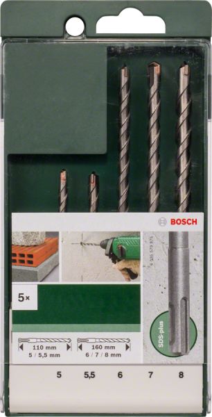 Bosch - SDS Plus Kırıcı Delici Matkap Ucu Seti 5 Parça (5,5,5 x 110, 6,7,8 x 160 mm) 2609255542