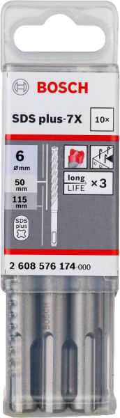 Bosch - SDS-Plus-7X Serisi Kırıcı Delici Matkap Ucu 6*115 mm 10'lu 2608576174