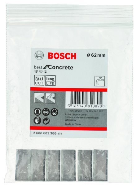 Bosch - Best Serisi Elmas Sulu Karot Uç Segmanı 62 mm İçin 6 Parça 2608601386