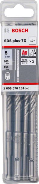 Bosch - SDS-Plus-7X Serisi Kırıcı Delici Matkap Ucu 8*165 mm 10'lu 2608576181