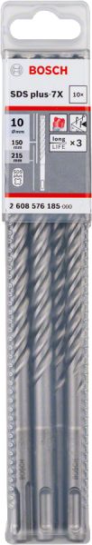 Bosch - SDS-Plus-7X Serisi Kırıcı Delici Matkap Ucu 10*215 mm 10'lu 2608576185