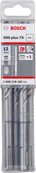Bosch - SDS-Plus-7X Serisi Kırıcı Delici Matkap Ucu 12*165 mm 10'lu 2608576187