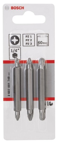 Bosch - Çift Taraflı Vidalama ucu PZ1 2 3*60 mm 3'lü 2607001749