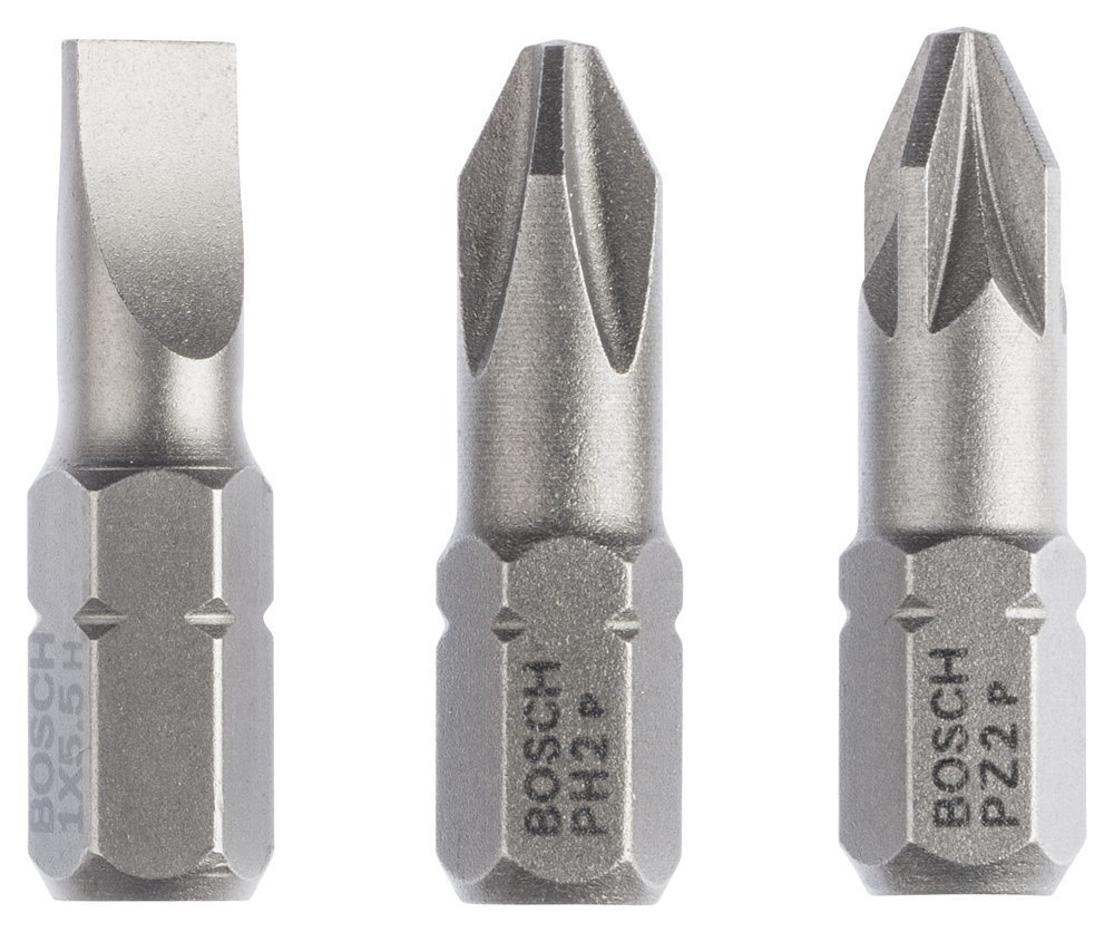 Bosch - 3 Parçalı Extra Hard Serisi Vidalama Ucu Seti PH2 PZ2 SL1,0*25 mm 2607001766