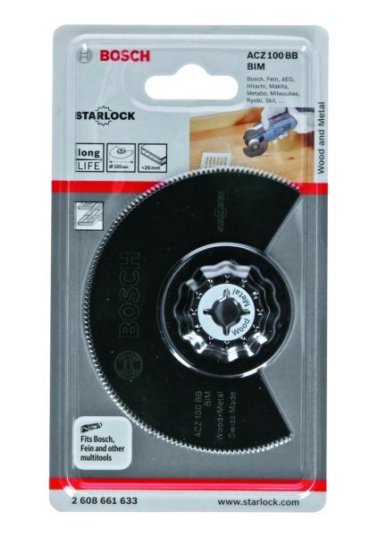 Bosch - Starlock - ACZ 100 BB - BIM Ahşap ve Metal İçin Segman Testere Bıçağı, Bombeli 1'li 2608661633