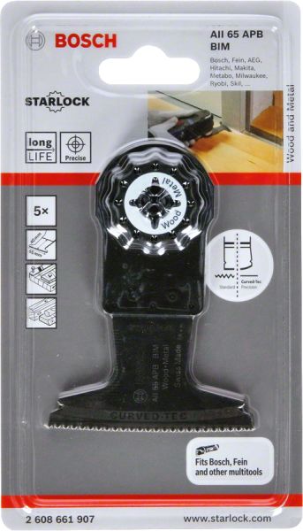 Bosch - Starlock - AII 65 APB - BIM Ahşap ve Metal İçin Daldırmalı Testere Bıçağı 5'li 2608661907