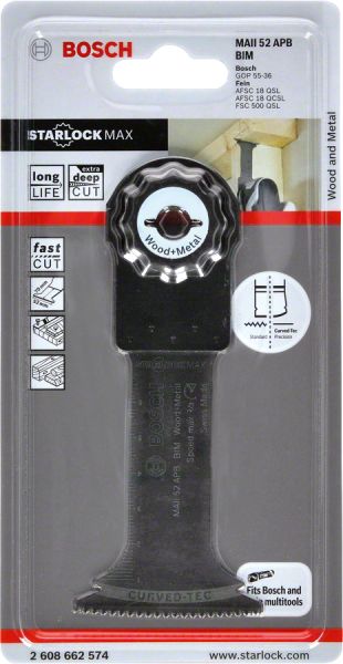 Bosch - Starlock Max - MAII 52 APB - BIM Ahşap ve Metal İçin Daldırmalı Testere Bıçağı 1'li 2608662574