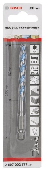 Bosch - Altıgen Şaftlı, HEX-9 Serisi Çoklu Malzeme için Matkap Ucu 6*100 mm 2607002777