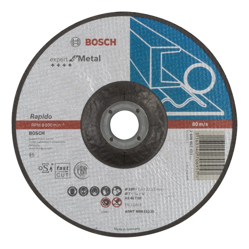 Bosch - 180*1,6mm Expert Serisi Bombeli Metal Kesme Diski (Taş) - Rapido 2608603403