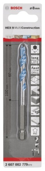 Bosch - Altıgen Şaftlı, HEX-9 Serisi Çoklu Malzeme için Matkap Ucu 8*100 mm 2607002779
