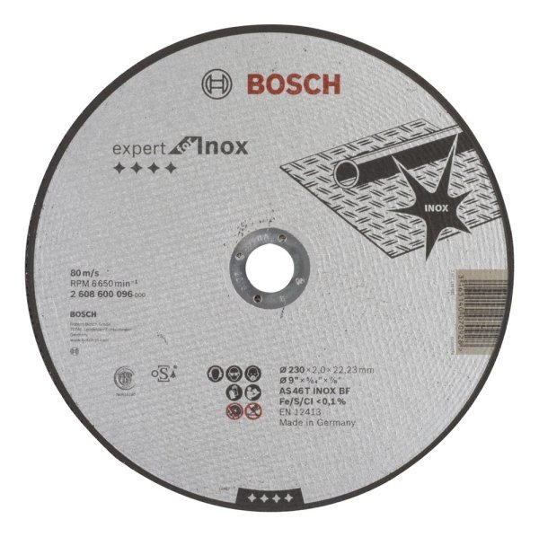 Bosch - 230*2,0 mm Expert Serisi Düz Inox (Paslanmaz Çelik) Kesme Diski (Taş) 2608600096