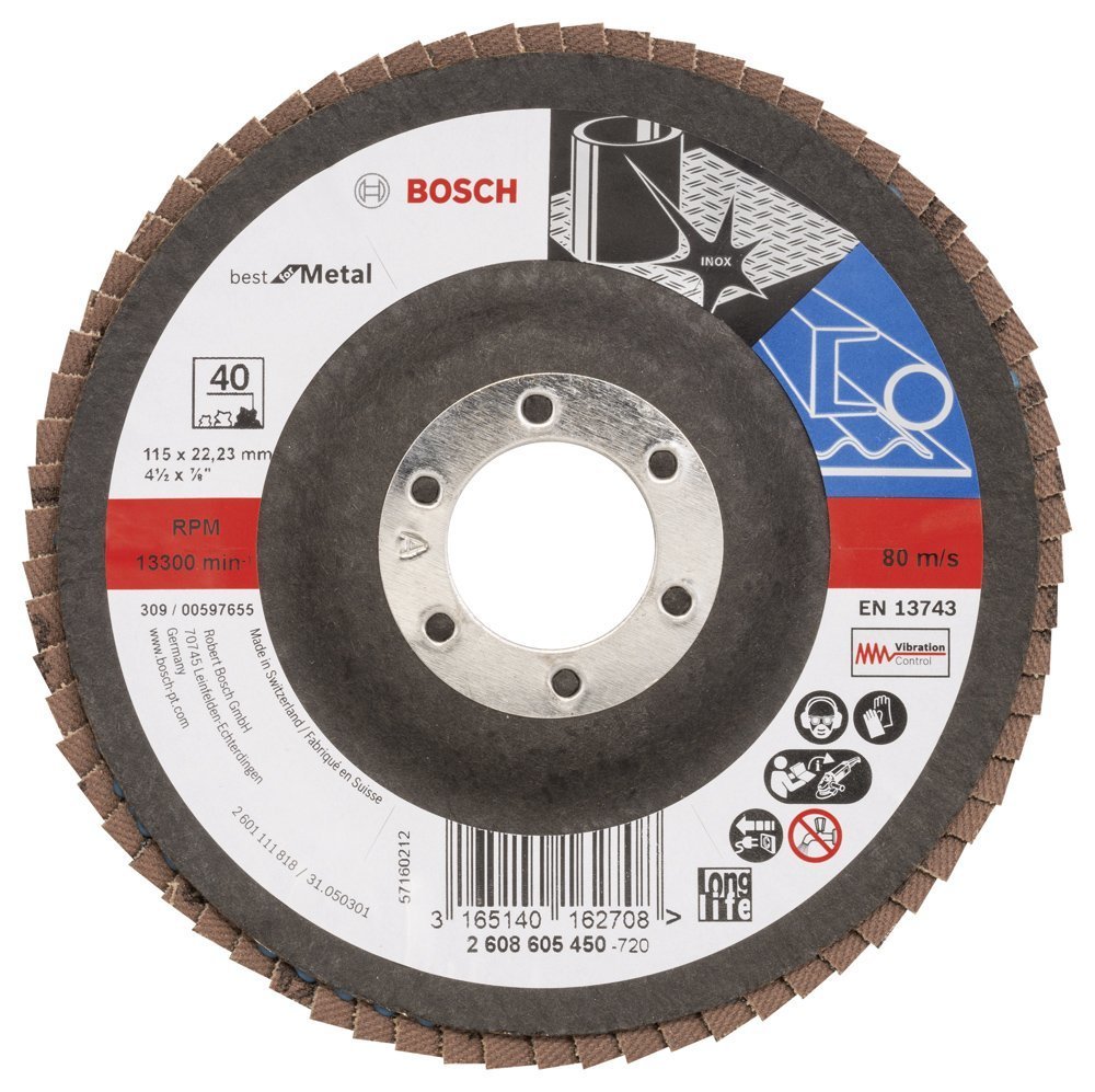 Bosch - 115 mm 40 Kum Best Serisi Metal Flap Disk 2608605450