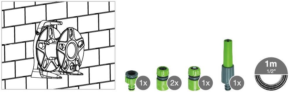 HORTUM SETİ DUVAR MONTELİ TAMBUR  15mt 1/2''
