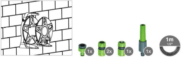 HORTUM SETİ DUVAR MONTELİ TAMBUR  15mt 1/2''