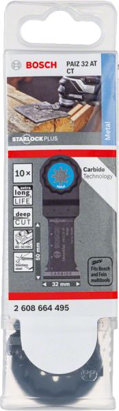 Bosch - Starlock Plus - PAIZ 32 AT - Karpit Metal İçin Daldırmalı Testere Bıçağı 10'lu 2608664495