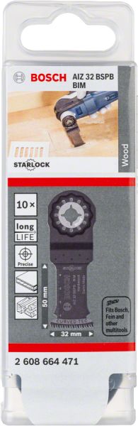 Bosch - Starlock - AIZ 32 BSPB - BIM Sert Ahşap İçin Daldırmalı Testere Bıçağı 10'lu 2608664471