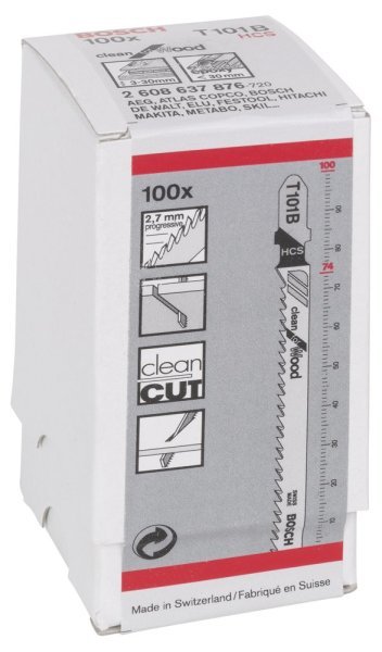 Bosch - Temiz Kesim Serisi Ahşap İçin T 101 B Dekupaj Testeresi Bıçağı - 100'Lü Paket 2608637876