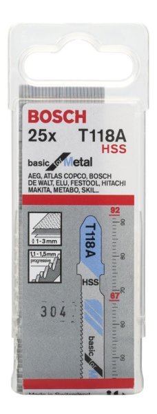 Bosch - Ekonomik Seri Metal İçin T 118 A Dekupaj Testeresi Bıçağı - 25'Li Paket 2608638470